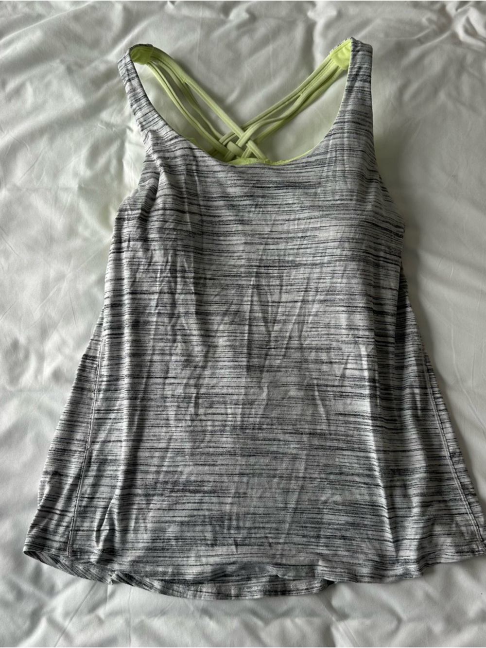 lululemon Gray Striped Tank with Lime Green Strappy Back. Free to be wild tank